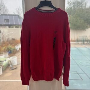 NWT Chaps Men's M Medium Red Cotton Knit Crew Neck Sweater Pullover Classic Fit